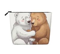 Trousse de Maquillage de Voyage Grande capacité Good Friend Bear pour Femme, Trousse de Maquillage Portable à Fermeture éclair, imperméable et Imitation Chanvre, Simple épaisseur
