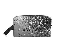 Trousse de Maquillage de Voyage Grande capacité, Gris argenté Scintillant, pour Femme