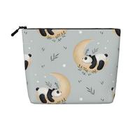 Trousse de Maquillage de Voyage Grande capacité Moon Panda pour Femme, imperméable, Simple épaisseur, Imitation Chanvre, Portable, avec Fermeture éclair, Organiseur de cosmétiques