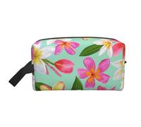Trousse de Maquillage de Voyage Grande capacité, Motif Aquarelle, Fleurs Tropicales, Plumeria