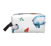 Trousse de Maquillage de Voyage Grande capacité, Motif Aquarelle, Hippopotame Mignon, pastèque, pour Femme