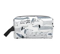 Trousse de Maquillage de Voyage Grande capacité Motif Chien Saucisse avec Lettres et Beignets