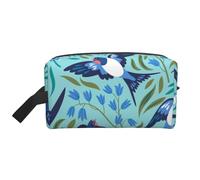 Trousse de Maquillage de Voyage Grande capacité Motif Hirondelles Volantes et Fleurs printanières