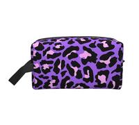 Trousse de Maquillage de Voyage Grande capacité, Motif léopard Violet Fluo et Rose, pour Femme