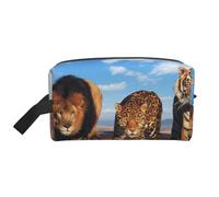 Trousse de Maquillage de Voyage Grande capacité, Motif Lion, léopard et Tigre se battant pour la Nourriture, pour Femme