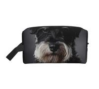 Trousse de Maquillage de Voyage Grande capacité, Motif Portrait de Schnauzer, Gris foncé, pour Femme
