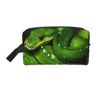 Trousse de Maquillage de Voyage Grande capacité Motif Serpent Vert Reptile pour Femme