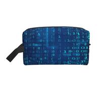 Trousse de Maquillage de Voyage Grande capacité pour Femme, avec Code Binaire Bleu