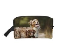 Trousse de Maquillage de Voyage Grande capacité pour Femme, Motif Berger Australien et Chiens Bruns australiens