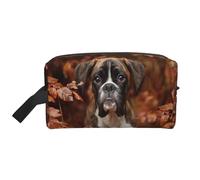 Trousse de Maquillage de Voyage Grande capacité pour Femme, Motif Chiens Boxer d'automne