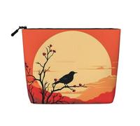 Trousse de Maquillage de Voyage Grande capacité pour Femme, Motif Coucher de Soleil dans l'Ouest, imperméable, Simple épaisseur, Imitation Chanvre, avec Fermeture éclair