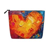 Trousse de Maquillage de Voyage Grande capacité pour Femme, Motif « Ice and Fire Love » pour la Saint-Valentin, imperméable, Simple épaisseur, Imitation Chanvre, avec Fermeture éclair