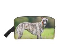 Trousse de Maquillage de Voyage Grande capacité pour Femme, Motif lévrier, Chien de pelouse, Chien Gris
