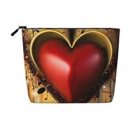 Trousse de Maquillage de Voyage Grande capacité pour Femme, Motif Love Music, Motif Saint-Valentin, imperméable, Simple épaisseur, Imitation Chanvre, avec Fermeture éclair