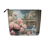 Trousse de Maquillage de Voyage Grande capacité pour Femme, Motif Romantique après-midi, imperméable, Simple épaisseur, Imitation Chanvre, Portable, Fermeture éclair