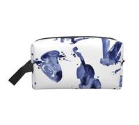 Trousse de Maquillage de Voyage Grande capacité pour Femme, Motif Saxophone Blues, Piano, Violoncelle et Basse