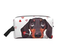 Trousse de Maquillage de Voyage Grande capacité pour Femme, Motif Teckel, Chiot, Animal, Amour flèche