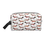 Trousse de Maquillage de Voyage Grande capacité pour Femme, Motif Teckel et Saucisse