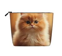 Trousse de Maquillage de Voyage Grande capacité Sunshine Kitty pour Femme, Trousse de Maquillage Portable à Fermeture éclair, imperméable et Imitation Chanvre, Simple épaisseur.