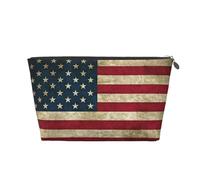 Trousse de maquillage de voyage imperméable en cuir avec imprimé drapeau américain pour femme, Argenté., Taille unique, Trousse de toilette
