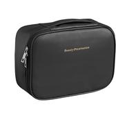Trousse de Maquillage de Voyage imperméable en Cuir PU, Trousse de Toilette Portable, Pochette Ouverte et Plate avec poignée et séparateur(Brown)
