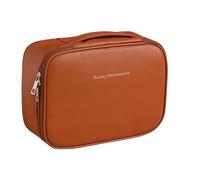 Trousse de Maquillage de Voyage imperméable en Cuir PU, Trousse de Toilette Portable, Pochette Ouverte et Plate avec poignée et séparateur(Svart)