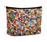 Trousse de maquillage de voyage imperméable, en cuir synthétique, assortiment de bonbons à base de gelée, petite trousse de toilette mignonne, pochette portable à fermeture éclair pour homme et femme