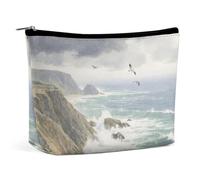 Trousse de maquillage de voyage imperméable, trousse de maquillage en cuir synthétique, cape de bonne espérance, petite trousse de toilette mignonne, pochette portable à fermeture éclair pour homme et