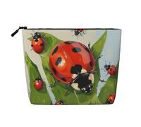 Trousse de maquillage de voyage imprimée coccinelle imitation lin étanche pour femme, Noir , Taille unique, Trousse de maquillage