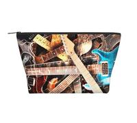 Trousse de maquillage de voyage imprimée drapeau hawaïen natif Trapèze Trousse de maquillage Trousse de toilette Organiseur pour femme, Magic Electric Guitar Music, One Size, Trousse de maquillage