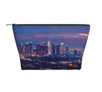 Trousse de maquillage de voyage imprimée Los Angeles Skyline Trapeze Trousse de maquillage Trousse de toilette Organiseur pour femme, Noir , Taille unique, Trousse de maquillage