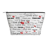 Trousse de maquillage de voyage imprimée motif cerfs Trapèze Trousse de maquillage Trousse de toilette Organiseur pour femme, I Love You Words With Hearts., One Size, Trousse de maquillage