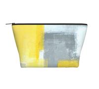 Trousse de maquillage de voyage imprimée phoque du Groenland - Trousse de maquillage trapèze - Trousse de toilette pour femme, Peinture d'art abstraite grise et jaune., One Size, Trousse de maquillage