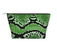 Trousse de maquillage de voyage imprimée phoque du Groenland - Trousse de maquillage trapèze - Trousse de toilette pour femme, Peau de serpent verte., One Size, Trousse de maquillage
