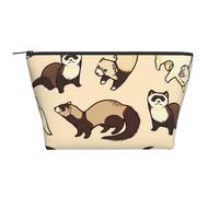 Trousse de maquillage de voyage imprimée phoque du Groenland - Trousse de maquillage trapèze - Trousse de toilette pour femme, Furet poilu., One Size, Trousse de maquillage