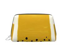 Trousse de maquillage de voyage jaune moutarde et noire avec compartiments, trousse de toilette portable pour femme, Argenté., One Size