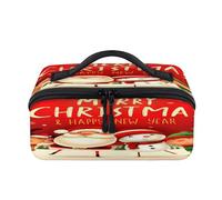 Trousse de maquillage de voyage Merry Christmas portable mignonne pochette étanche ouverte plate trousse de toilette articles de toilette cosmétiques organisateur de voyage pour femmes hommes