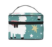Trousse de maquillage de voyage mignonne à imprimé lama - Organiseur de cosmétiques léger de grande capacité avec poignée et fermeture éclair, grande capacité, essentiels de vacances pour femme