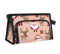 Trousse de maquillage de voyage mignonne avec Père Noël, cerf et bonhomme de neige pour femmes, hommes, enfants, filles, garçons, jolie trousse de toilette, trousse de toilette, trousse de douche,