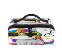 Trousse de maquillage de voyage mignonne licorne portable cool dessin animé pochette étanche ouverte plate trousses de toilette cosmétiques organisateur de voyage pour femmes hommes
