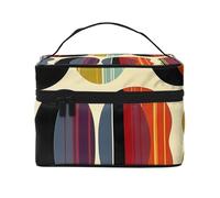 Trousse de maquillage de voyage moderne rétro du milieu du siècle avec poignées - Grande capacité - Cadeau pour femmes et filles, Noir , Taille unique, Trousse de maquillage