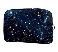 Trousse de maquillage de voyage, motif constellations gémeaux, trousse de maquillage pour femme, sac à main pour accessoires de toilette, multicolore, 18.5x7.5x13cm/7.3x3x5.1in, Art Déco