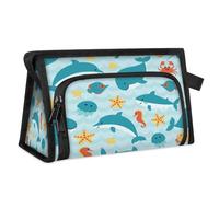 Trousse de maquillage de voyage motif créatures marines mignonnes pour femmes, hommes, enfants, filles, garçons, jolie trousse de toilette, trousse de toilette, trousse de douche, organisateur,