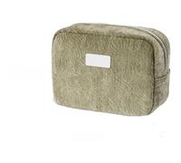 Trousse de maquillage de voyage multi-compartiments compacte facile d'accès en tissu polyester léger et spacieux pour articles de toilette (kaki)