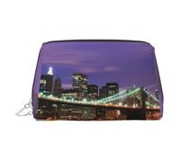 Trousse de maquillage de voyage New York Night avec compartiments, trousse de toilette portable pour femme, Argenté., One Size