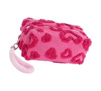 Trousse de maquillage de voyage, organiseurs de soins de la peau, rangement en peluche, trousse de toilette avec imprimé amour, trousse de toilette de voyage avec poignée pour un usage quotidien, rose