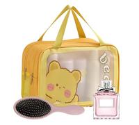 Trousse de maquillage de voyage, plusieurs compartiments, sac de rangement de maquillage, pochette de rangement portable pour shampooing, lotions, nettoyants pour le visage, jaune, Refer to