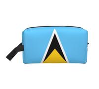 Trousse de maquillage de voyage - Pochette de rangement à paillettes imprimée, organiseur portable de toilette et de maquillage pour femme, homme, usage quotidien, Drapeau de Sainte Lucie, Taille