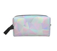 Trousse de Maquillage de Voyage polygonale holographique Abstraite irisée de Grande capacité pour Femmes