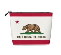 Trousse de maquillage de voyage polyvalente avec drapeau de l'État de Californie, idéale pour les routines quotidiennes et les voyages d'affaires, Noir , Taille unique, Trousse de toilette